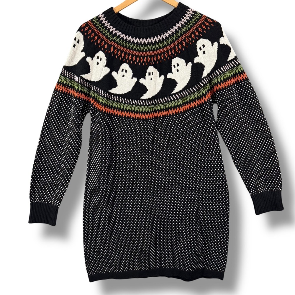 ModCloth Cozy Commitment You've Been Ghosted Fair Isle Sweater Dress Size Large